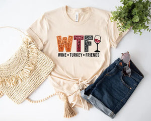 Wine Turkey Friends Faux Glitter S/S & L/S T-Shirts