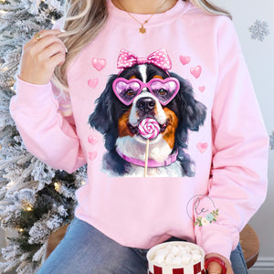 DOG Bernese S/S T-Shirts & Sweatshirts - YOUTH & ADULT SIZES - LIGHT PINK & HOT PINK