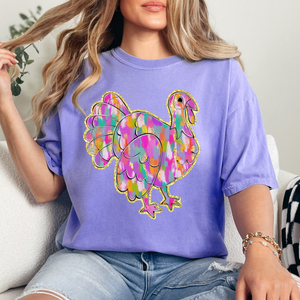 Violet Brushstrokes Turkey  - Short Sleeve T-Shirt