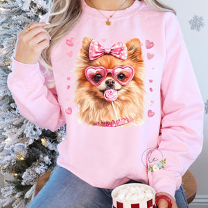 DOG Pomeranian S/S T-Shirts & Sweatshirts - YOUTH & ADULT SIZES - LIGHT PINK & HOT PINK