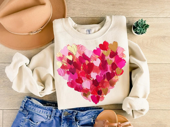 Watercolor Mini Hearts S/S T-Shirts & Sweatshirts - YOUTH & ADULT SIZES - ALL COLORS